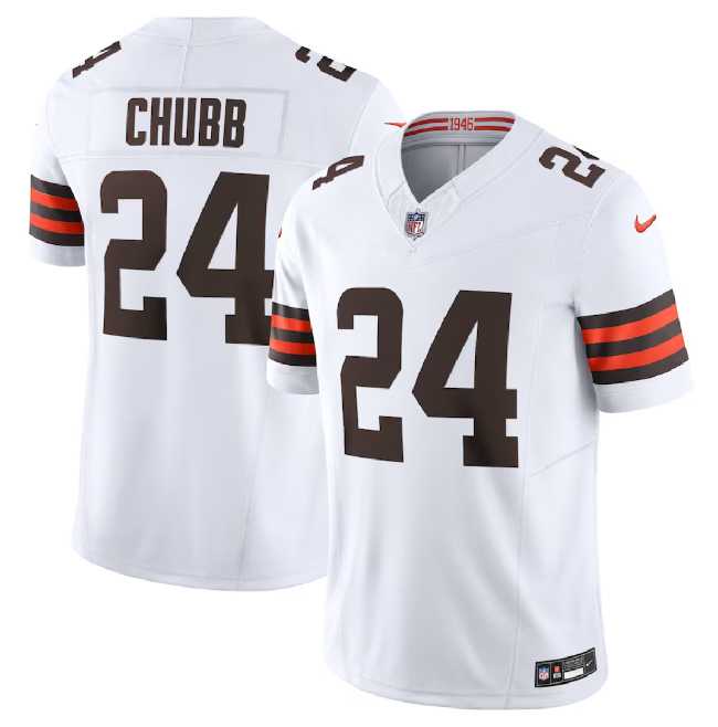 Men & Women & Youth Cleveland Browns #24 Nick Chubb White 2023 F.U.S.E. Vapor Untouchable Limited Stitched Jersey